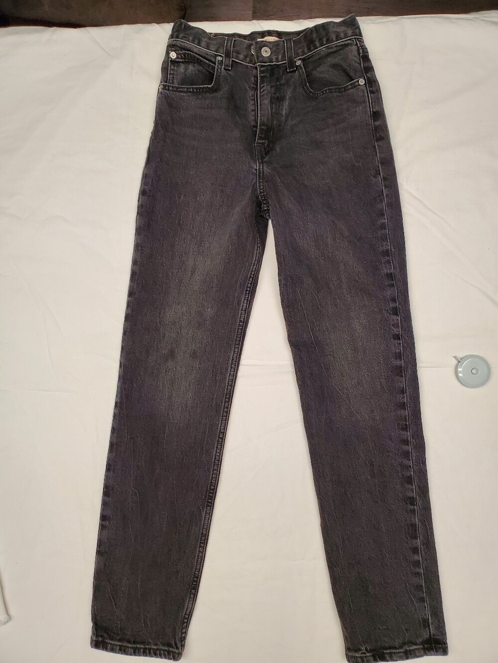 Levi's Premium 70s High Slim Straight Jeans Size 24 Gray Black Wash Ultra High